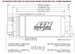 AEM 50-1009 400LPH Inline High Flow Fuel Pump M18x1.5 Inlet M12x1.5 Outlet